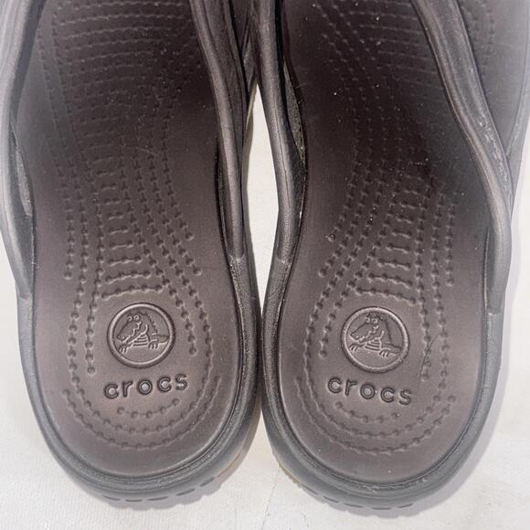 Crocs Brown Tan Classic Platform Retro Gorpcore Waterproof Wedge Flip Flops Sz 6 - Picture 7 of 15